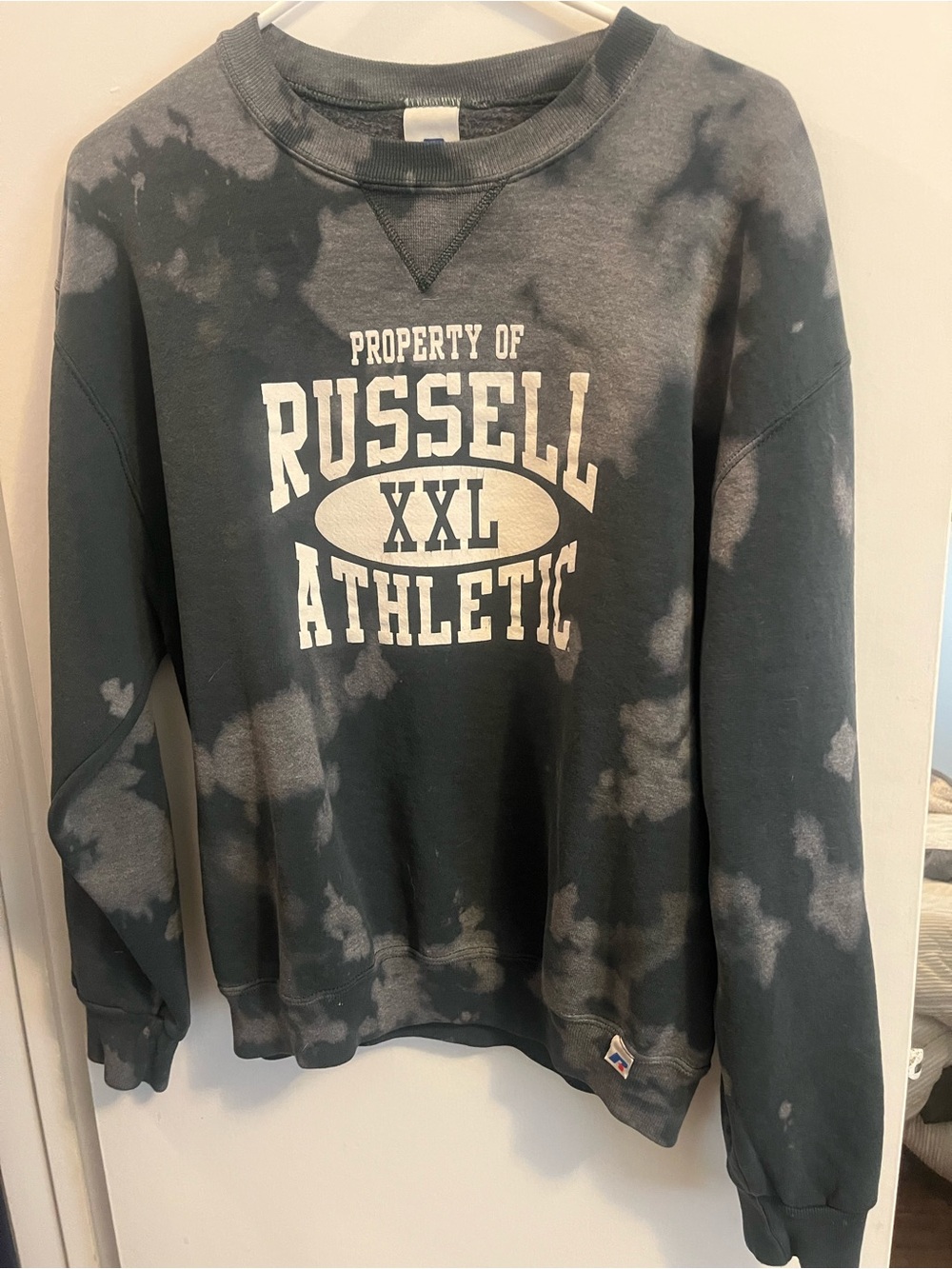 Russell Athletic Black Bleach-Wash Crewneck Sweatshirt